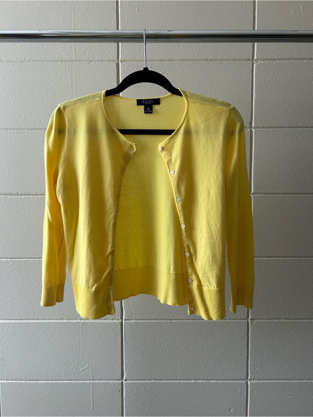 Chaps Women's Butter Yellow Button-Front Cardigan